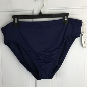 Womens Size XXL Navy Blue High Rise Bikini Bottoms Medium Coverage NWT